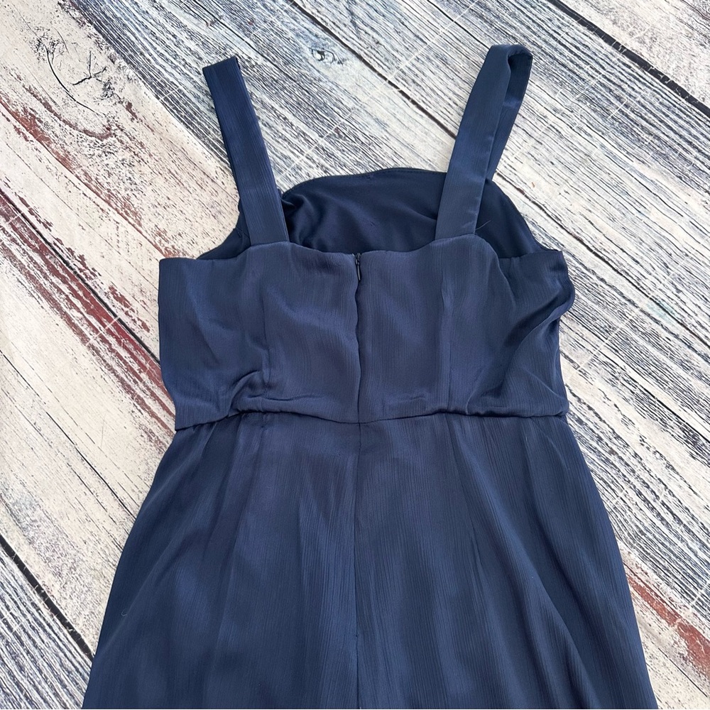 Taylor Navy Satin Ruched-Side Slip Dress - Picture 6 of 8